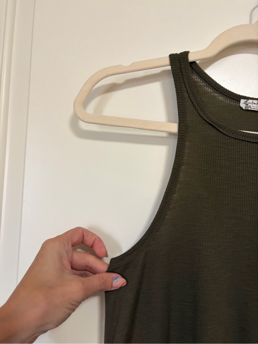 💋☀️💗Free People Intimately Olive Ribbed High-Neck Swing Tank🍓🌴🌸 - Picture 3 of 9